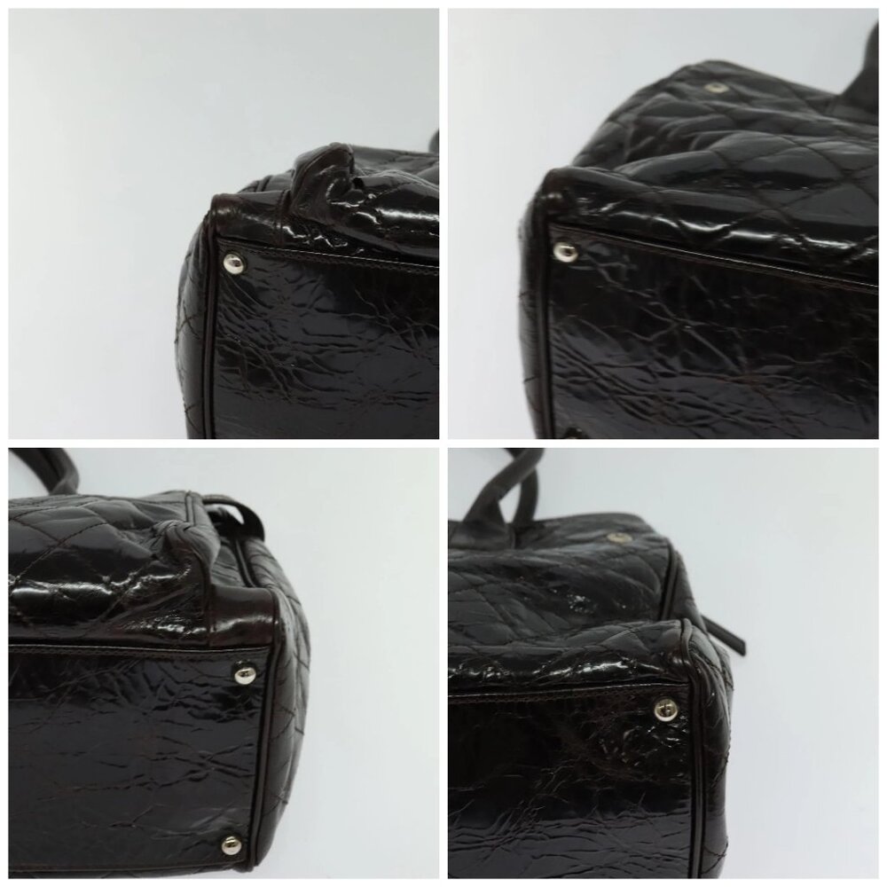 CHANEL Matelasse COCO Mark Hand Bag Patent leather Dark Brown - Picture 16 of 16